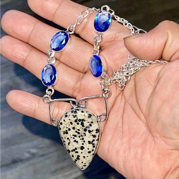 Dalmation Jasper Pendant Necklace 16-17” - Picture 3 of 13